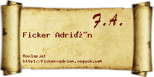 Ficker Adrián névjegykártya